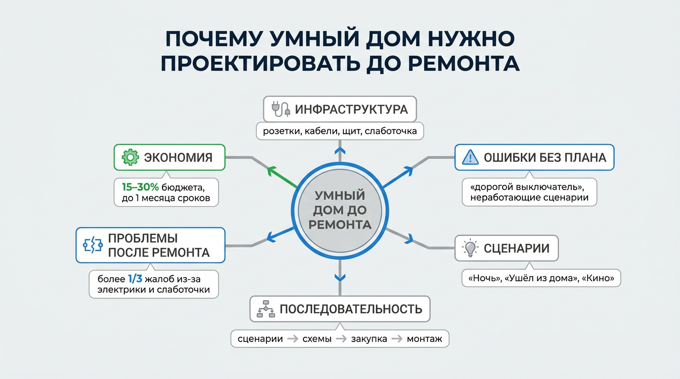 Почему умный дом нужно проектировать до ремонта
