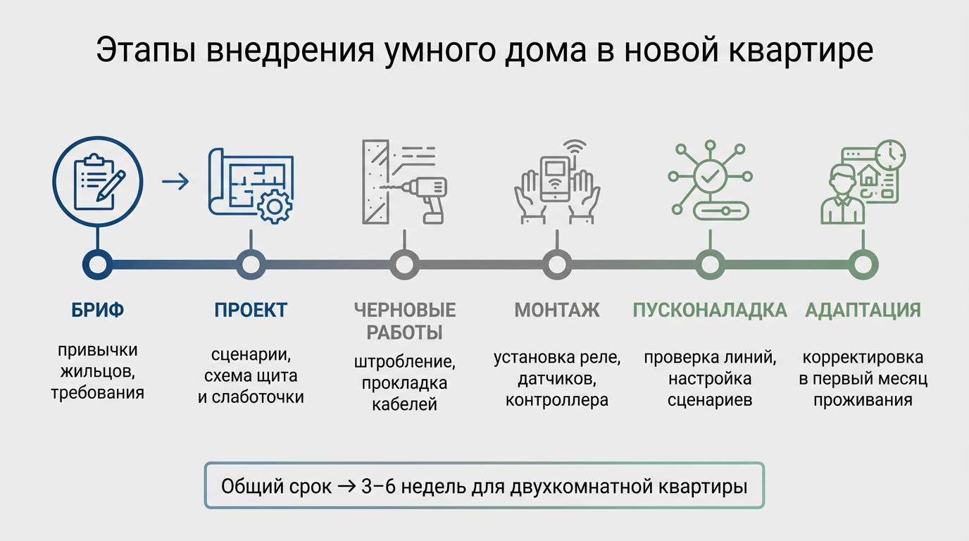 Этапы внедрения умного дома